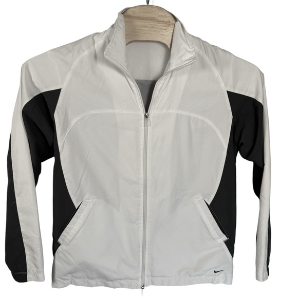 Nike Other - Nike Men Large White/Gray Polyester Vintage Mesh Lined Lightweight‎ Jacket